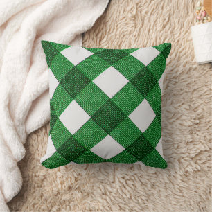 Cojín decorativo diagonal verde de búfalo contro
