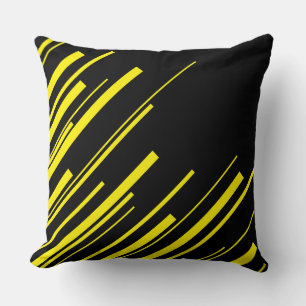Cojín Decorativo Diagonales en Amarillo y Negro