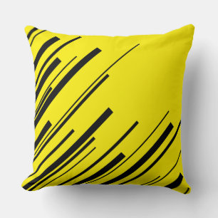 Cojín Decorativo Diagonales en Amarillo y Negro