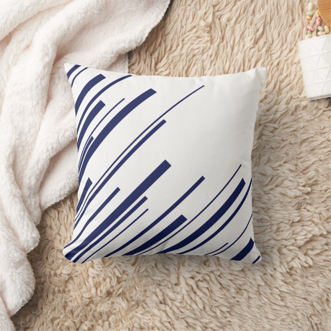Cojín Decorativo Diagonales en azul y blanco (Manta)