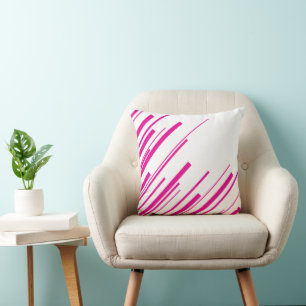 Cojín Decorativo Diagonales en magenta y blanco