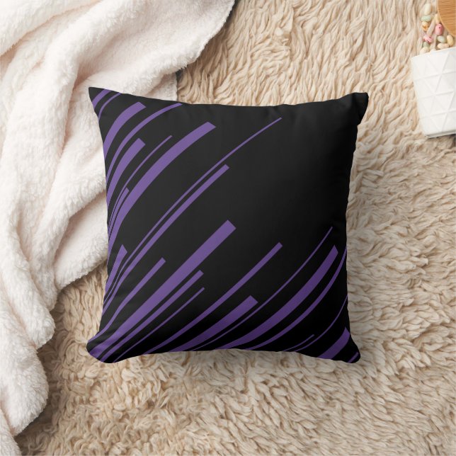 Cojín Decorativo Diagonales en morado y negro (Manta)