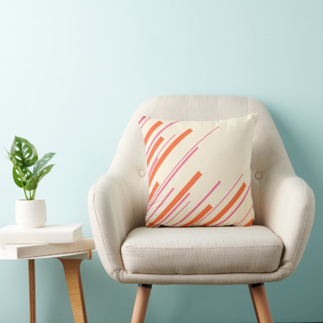 Cojín Decorativo Diagonals - rosa, Naranja y crema (Silla)