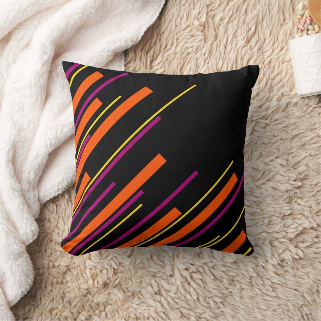 Cojín Decorativo Diagonarios - Negro, rosa, Naranja y amarillo (Manta)