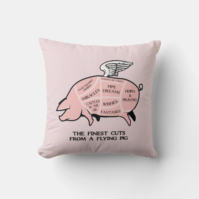 Cojín Decorativo Diagrama de cerdo volador (Anverso)