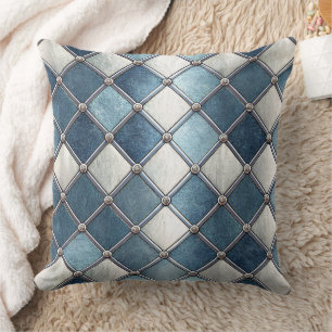Cojín Decorativo Diamante Azul Metálico - Industrial Geométrico