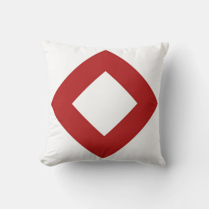 Cojín Decorativo Diamante blanco, negrita borde rojo