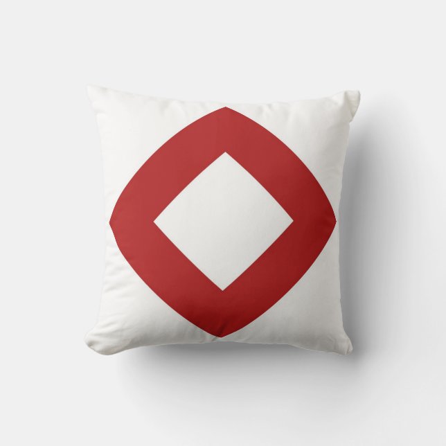 Cojín Decorativo Diamante blanco, negrita borde rojo (Anverso)