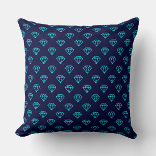 Cojín Decorativo Diamante - Cian sobre la Marina Oscura