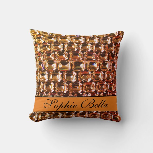 Cojín Decorativo Diamante de imitación amarillo, diamantes amarillo (Anverso)