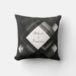 Cojín Decorativo Diamante en capas con brillo blanco negro abstract