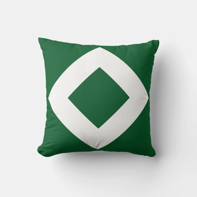 Cojín Decorativo Diamante verde, borde blanco negrita (Anverso)