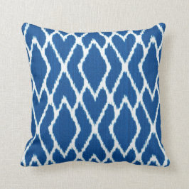 Cojín Decorativo Diamantes de Ikat - azul y blanco de cobalto