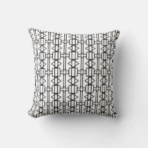 Cojín Decorativo Diamantes elegantes, cuadrados y rayas en negro y 