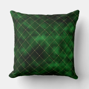 Cojín Decorativo Diamantes elegantes de verde y oro