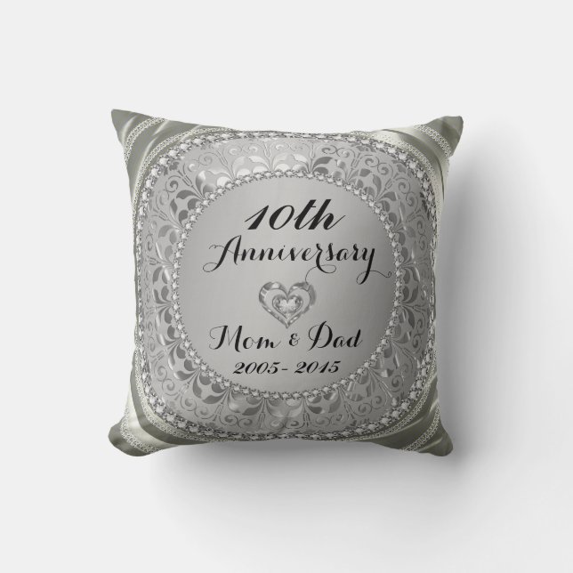 Cojín Decorativo Diamantes y plata décimo aniversario Boda (Anverso)