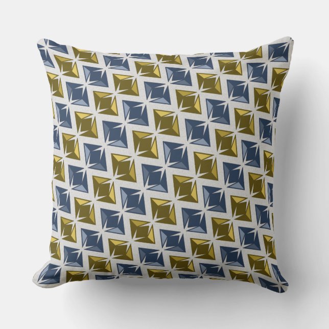 Cojín Decorativo DIAMONES azul dorado (Anverso)