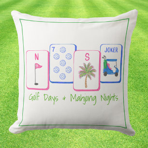 Cojín Decorativo Días de golf y noches de mahjong / Golf Tiles Mahj