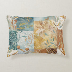 Cojín Decorativo Días Dorados Felices de Otoño Texto Marrón Abstrac