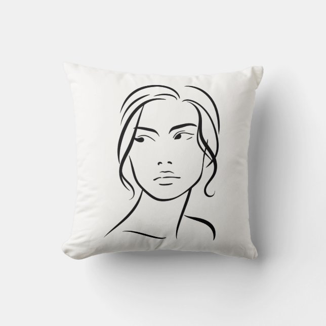 Cojín Decorativo Dibujo 4 de una línea de la mujer (Anverso)