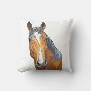 Cojín Decorativo Dibujo a mano de caballo bayo