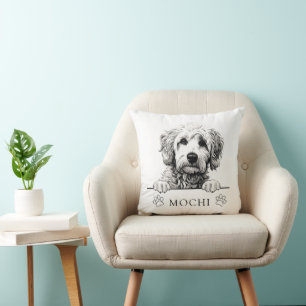 Cojín Decorativo Dibujo a mano de perro de Goldendoodle personaliza