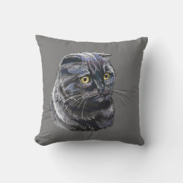 Cojín Decorativo Dibujo a mano de un divertido y esponjoso gato bri