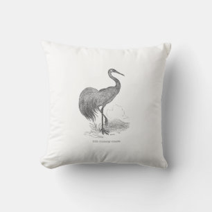 Cojín Decorativo Dibujo a pluma y tinta de grulla vintage