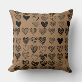 Cojín Decorativo Dibujo Adorable de Crítica del Corazón Negro