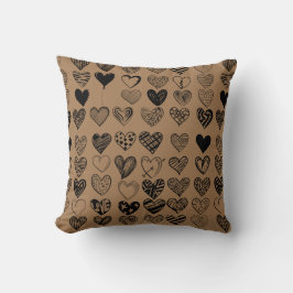 Cojín Decorativo Dibujo Adorable de Crítica del Corazón Negro