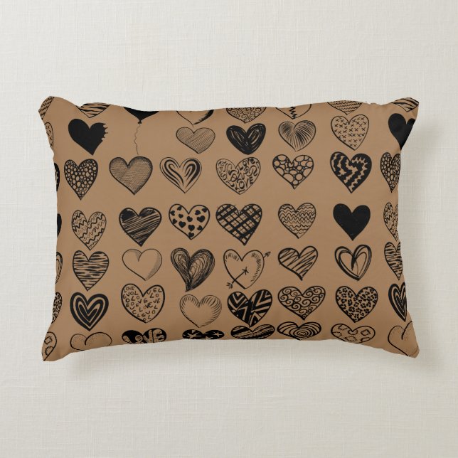 Cojín Decorativo Dibujo Adorable de Crítica del Corazón Negro (Anverso)