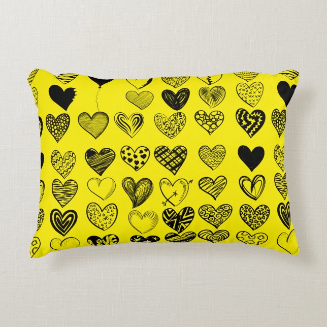 Cojín Decorativo Dibujo Adorable de Crítica del Corazón Negro (Anverso)