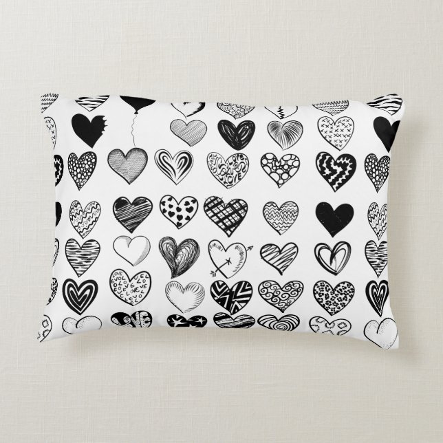 Cojín Decorativo Dibujo Adorable de Crítica del Corazón Negro (Reverso)