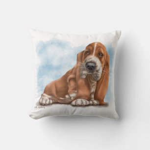 Cojín Decorativo Dibujo animado de adorable cachorro Basset Hound