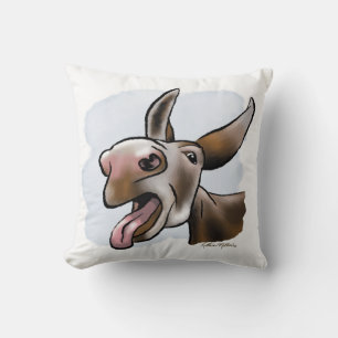 Cojín Decorativo Dibujo animado de burro loco divertido