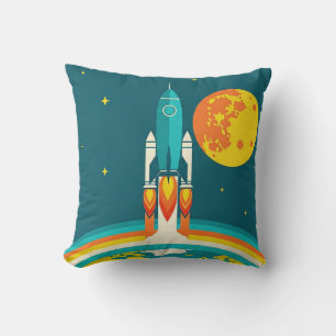 Cojín Decorativo Dibujo animado de cohete espacial lindo