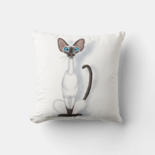 Cojín Decorativo Dibujo animado de gato siamés alto y extravagante