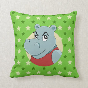 Cojín Decorativo Dibujo animado de hipopótamo lindo