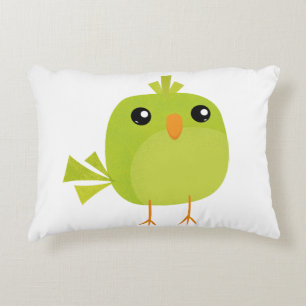 Cojín Decorativo Dibujo animado de pájaro verde lindo