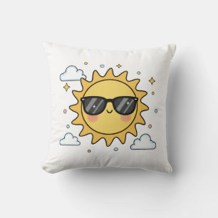 Cojín Decorativo Dibujo Animado de Sol Sonriente Feliz - Soles Kawa