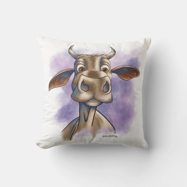 Cojín Decorativo Dibujo animado de vaca Brahman (Anverso)