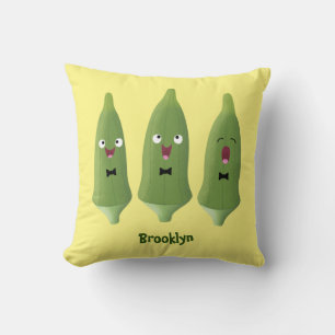 Cojín Decorativo Dibujo animado de vegetal okra cantando lindo