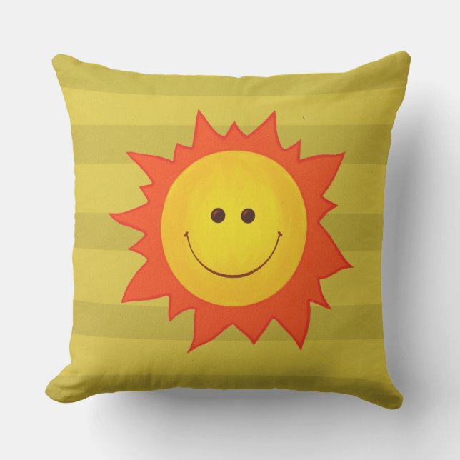 Cojín Decorativo Dibujo animado lindo sonriente de Sun (Anverso)