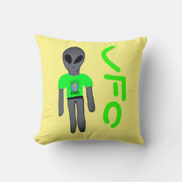 Cojín Decorativo dibujo animado ovni alienígena gris