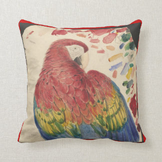 Cojín Decorativo Dibujo antiguo del loro del Macaw del escarlata en