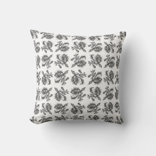 Cojín Decorativo Dibujo blanco y negro de plantas gigantes