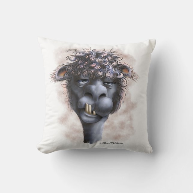Cojín Decorativo Dibujo de Alpaca Dementada (Anverso)