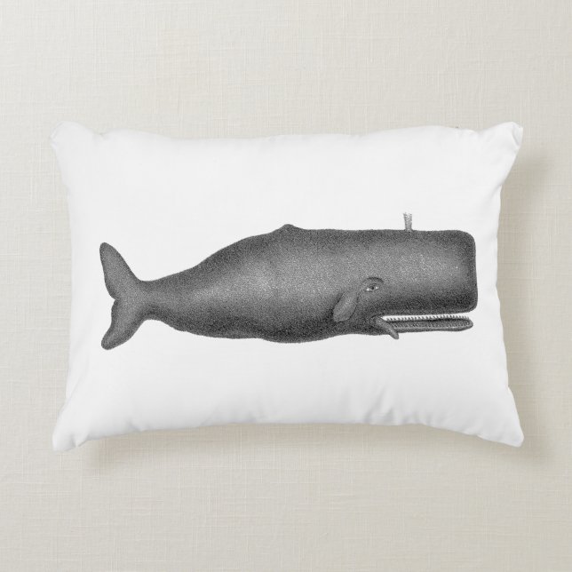 Cojín Decorativo Dibujo de ballena vintage del siglo XIX N (Anverso)