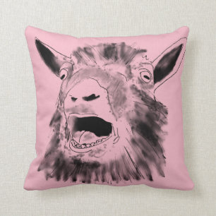 Cojín Decorativo Dibujo de cabra gritando divertido Arte de animal 