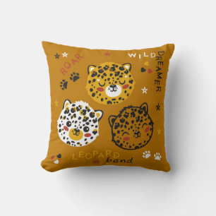 Cojín Decorativo Dibujo de cara de gato de leopardo lindo. Pequeña